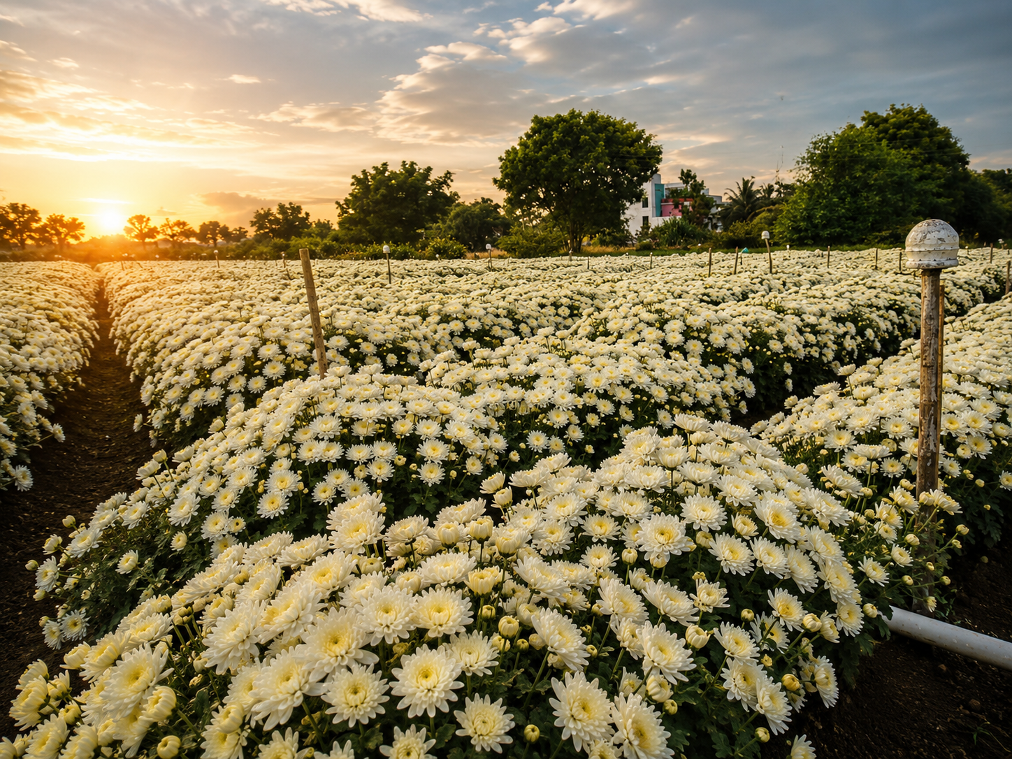 Morning harvest at Gayatri Flowers Suppliers farm, Shirdi
