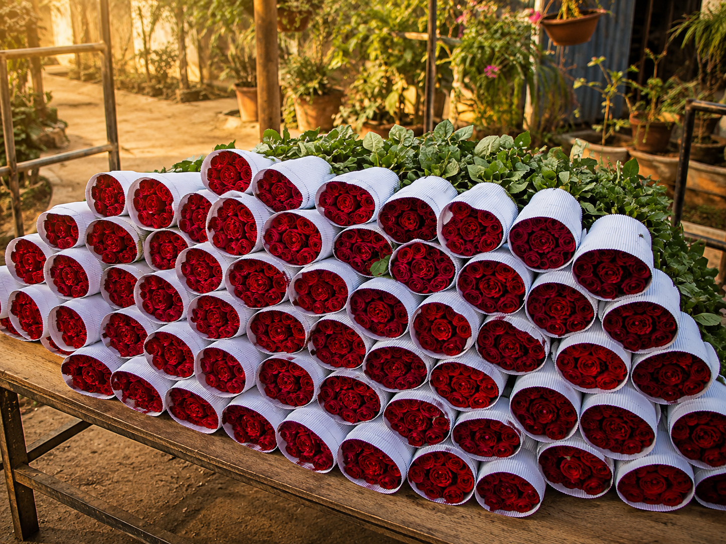 Rose fields at Gayatri Flowers direct farm, Shirdi